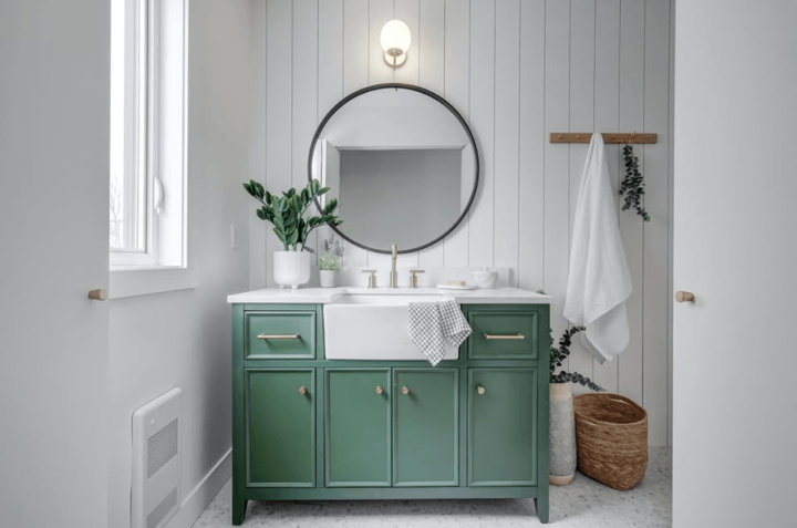 Meuble-lavabo de salle de bain vert Chambly